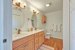 A bathroom inside a Bristol Village independent living home