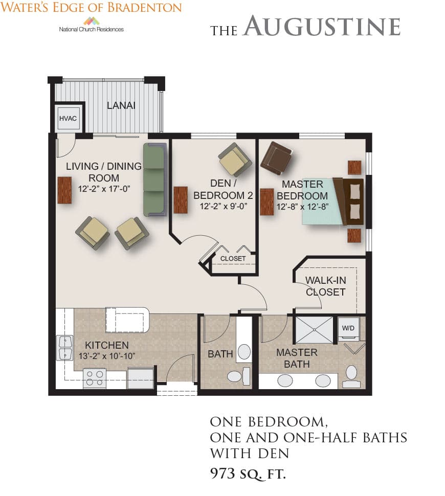 Augustine one bedroom apartment floor plan