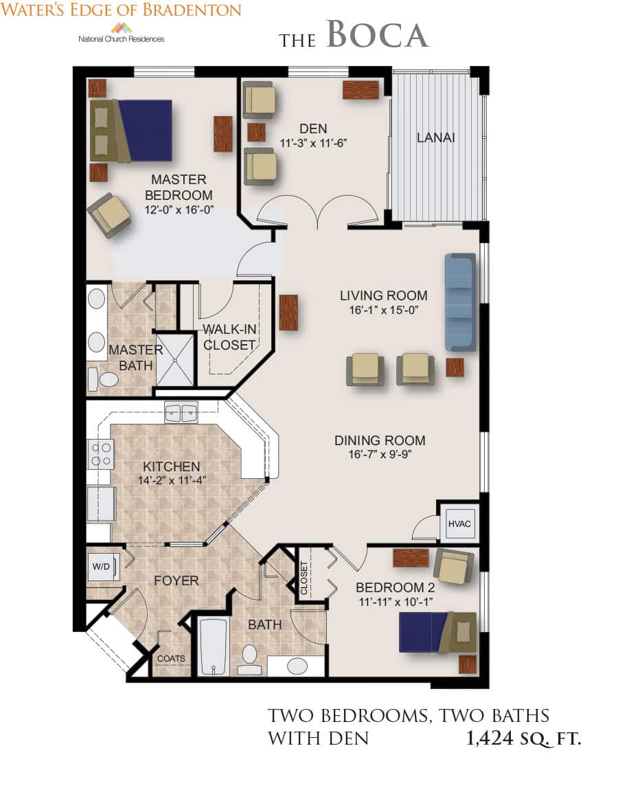 Boca two bedroom apartment floor plan