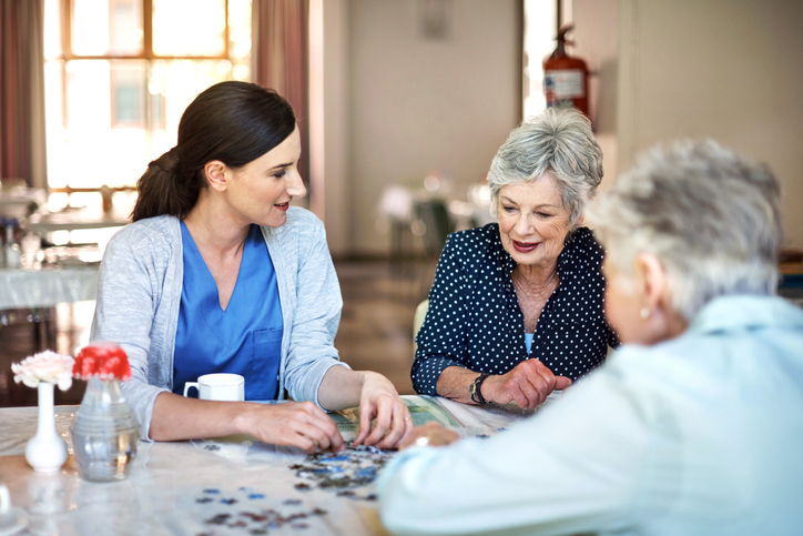Seniors with care givers