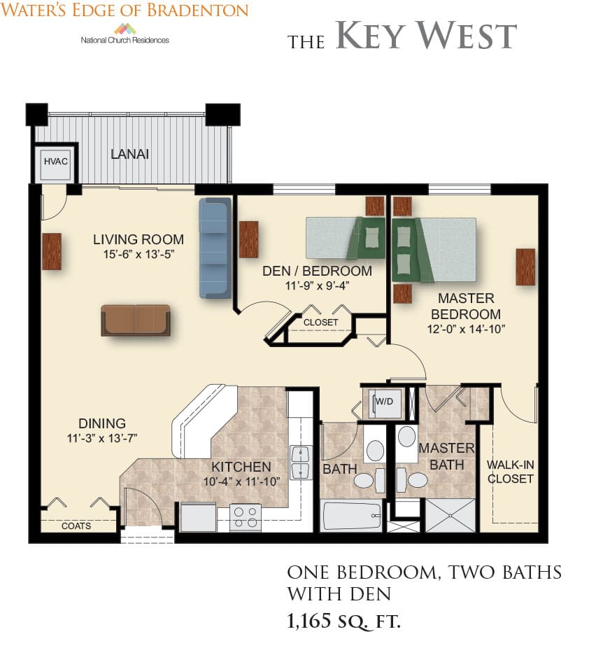 Key West one bedroom apartment floor plan