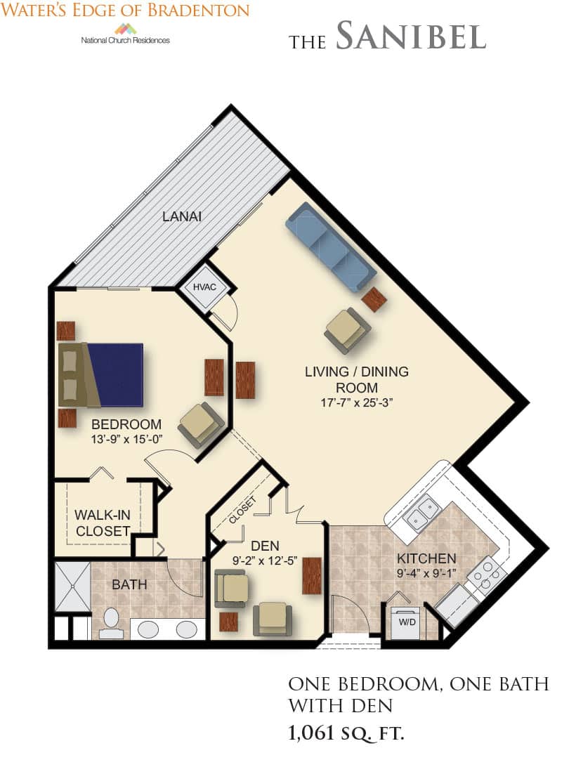 Sanibel one bedroom apartment floor plan