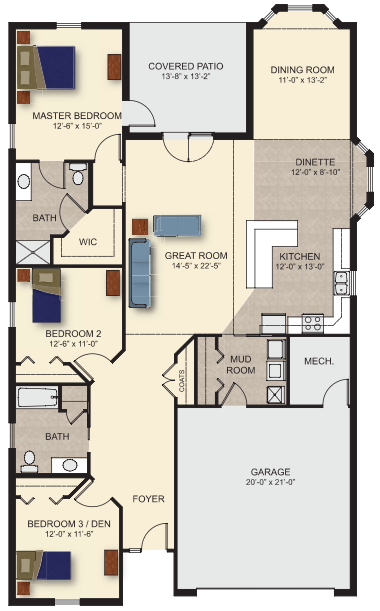 Home Plan A patio home floor plan at Legacy Village in Xenia, OH